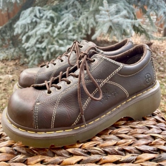 Dr. Martens Vintage Y2K Brown Leather 12283 Daisy Splat Platform Oxford. Size 10 - Picture 2 of 13